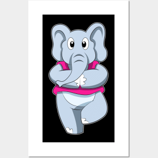 Elephant at Yoga Stretching exercises Posters and Art